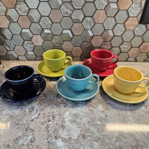 2 sets of Fiesta LEMONGRASS LIME Ceramic Cup and Saucer Sets - Picture 1 of 1
